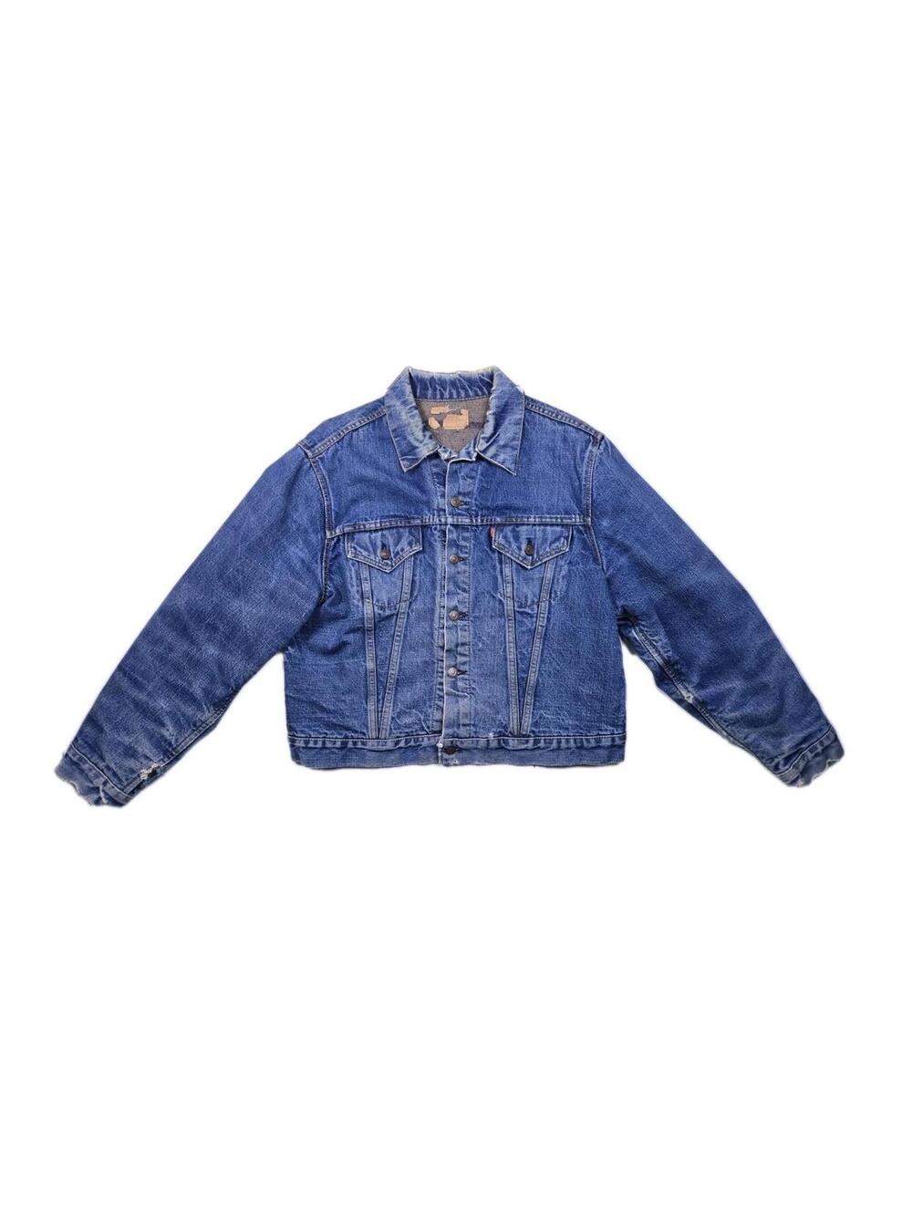 Vtg Levis "Big E" Blanket Lined Type III Denim Distressed Trucker Jacket - Sz L?